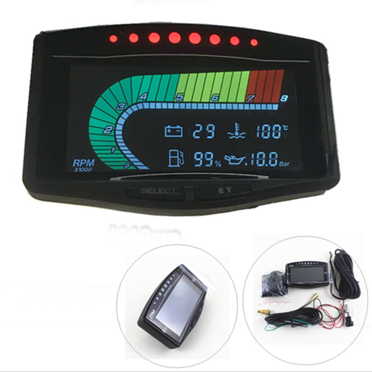 Multifunction 5 IN 1 Tachometer Water Temp+Oil Pressure Gauge Fuel Voltmeter Kit Q