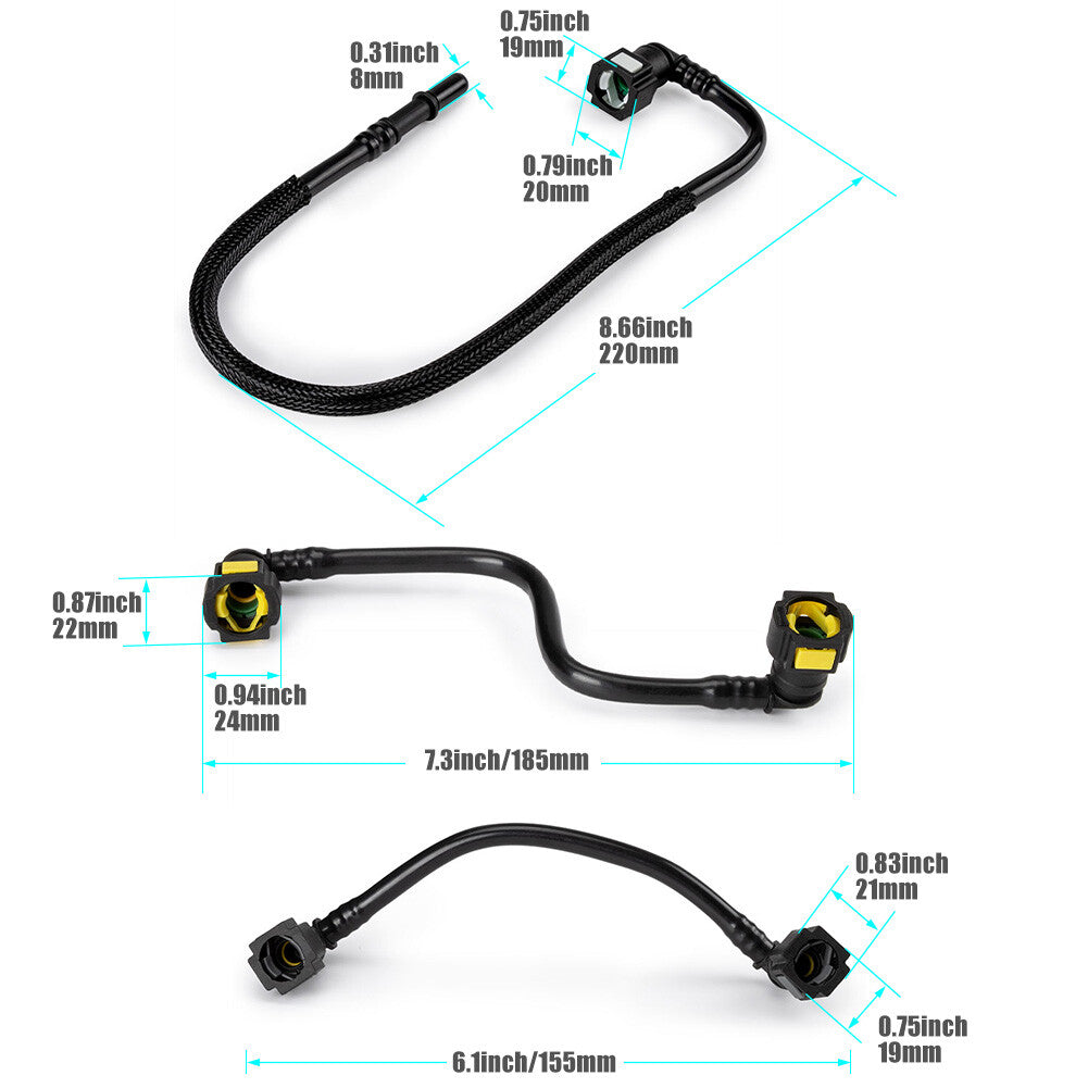 3-Piece Fuel Line Hose Kit for W163 ML320 ML430 ML55 AMG 1634702864- v