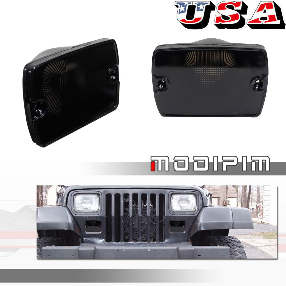 Smoked Front Left and Right Turn Signal Light Lenses for for Jeep 1987 - 1995 for Wrangler (YJ) - v