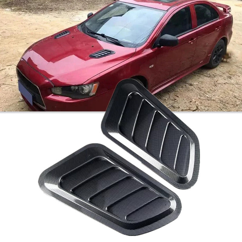 Car Carbon Fiber Air Flow Intake Decoration Hood Scoop Bonnet Vent Cover Sticker