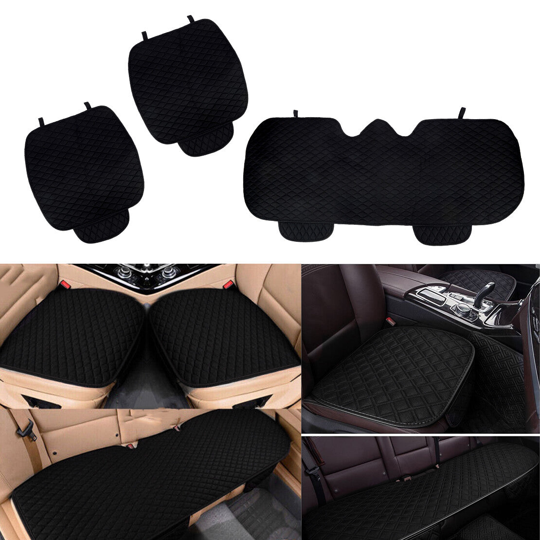 Universal Black Non-Slip Car SUV Front Rear for Seat Cover Protector Cushion Pad Q