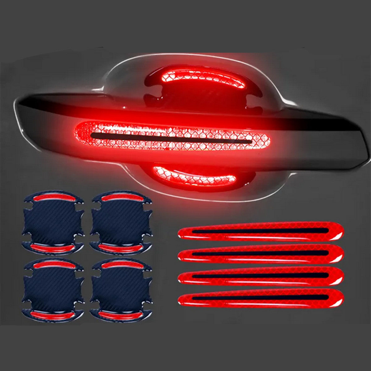 8Pcs Reflective Car Door Handle Film Protector Sticker Scratch Resistant Kit