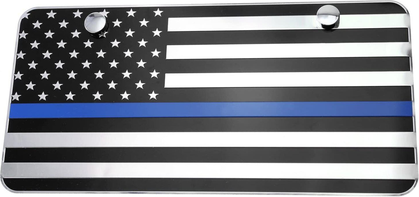 Car license plate frame cover, rear boot, chrome black and blue American flag, suitable  for ford  .