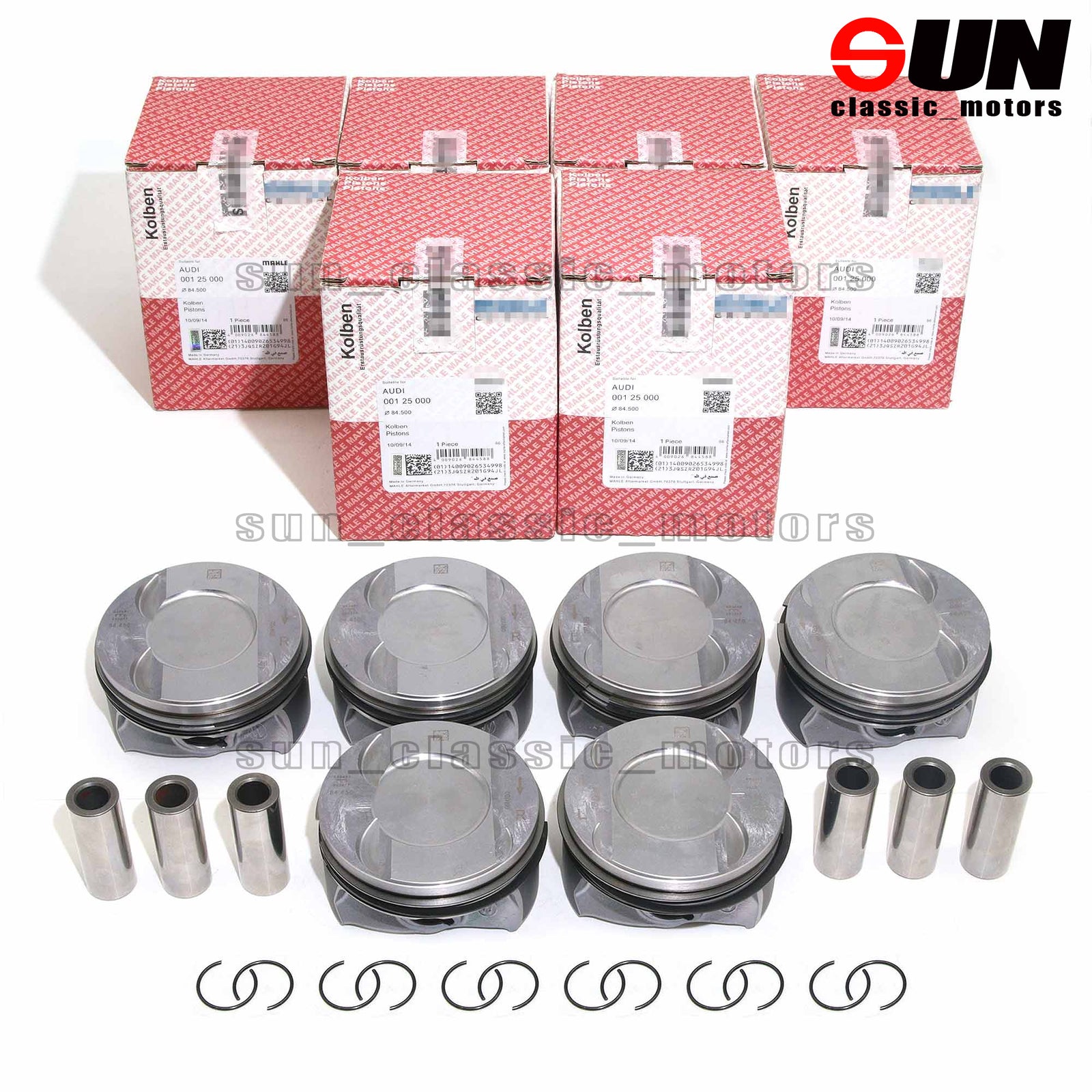 6-Piece STD Piston and Ring Set for , , and for Audi S4, B9, S5, A6, A7, Q7 3.0 TFSI EA839-