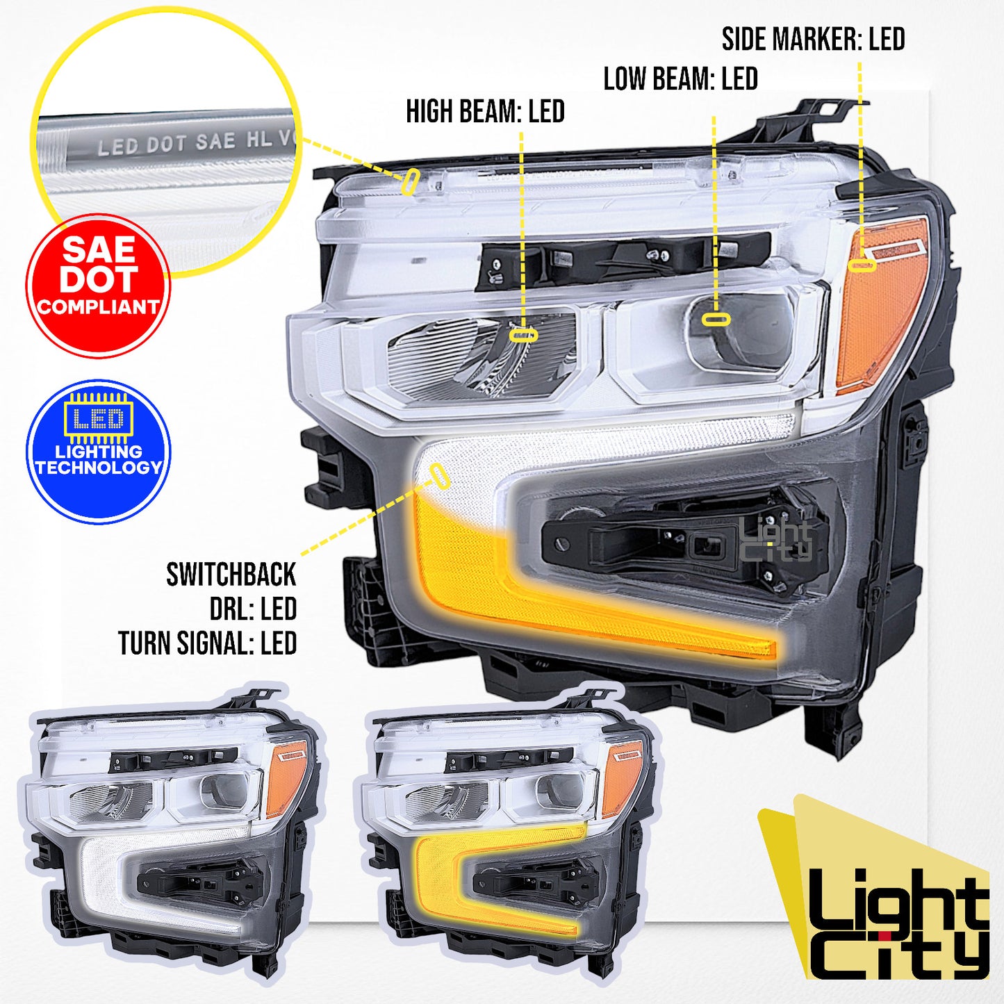 FULL LED Chrome Driver Headlight LH For 2022-2024 for Chevy Silverado 1500 LT RST n