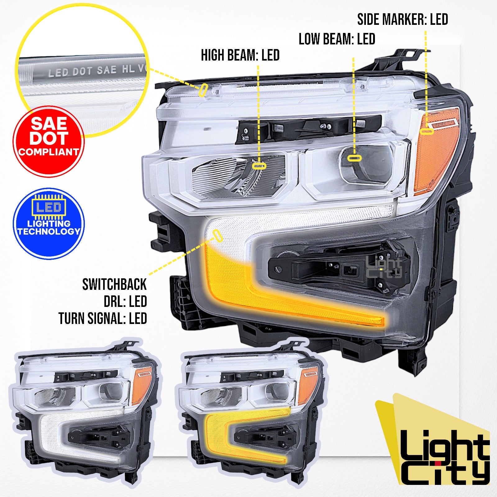 FULL LED Chrome Driver Headlight LH For 2022-2024 for Chevy Silverado 1500 LT RST n