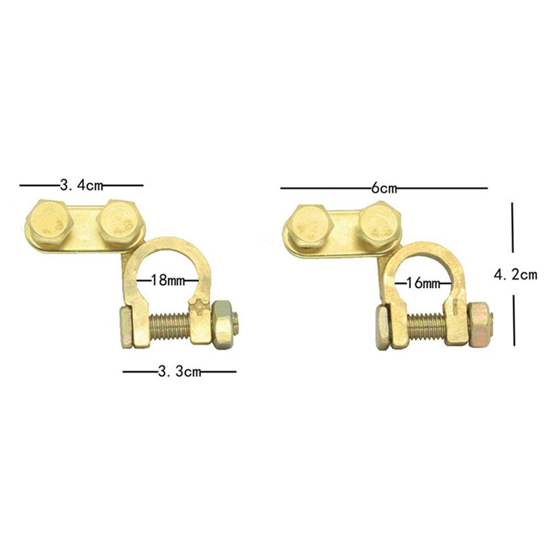 M8 Pure Brass Automotive and Marine Battery Top Post Cable Terminal Wire Clamp Isolator × 2- n