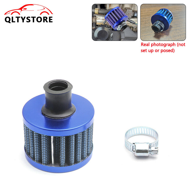 1*12mm Cold Air Intake Filter Car Breather Valve Cover Turbo Vent Crankcase Blue Q