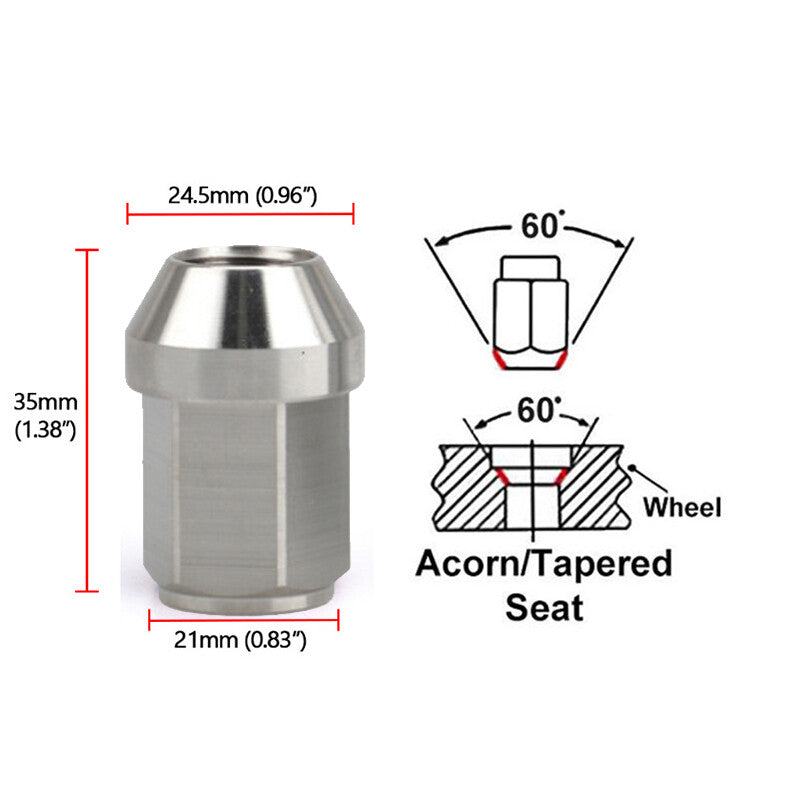 20-pack 35mm 19 HEX M121.5 aluminum wheel lock nuts, wheel lug nuts, anti-theft
