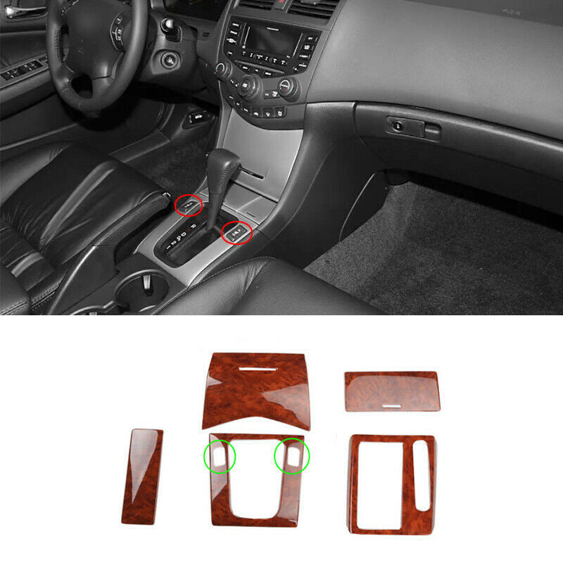 for Honda Accord 7th 2003-07 Central Gear Shift Decor Cover Trim ABS Wood Grain