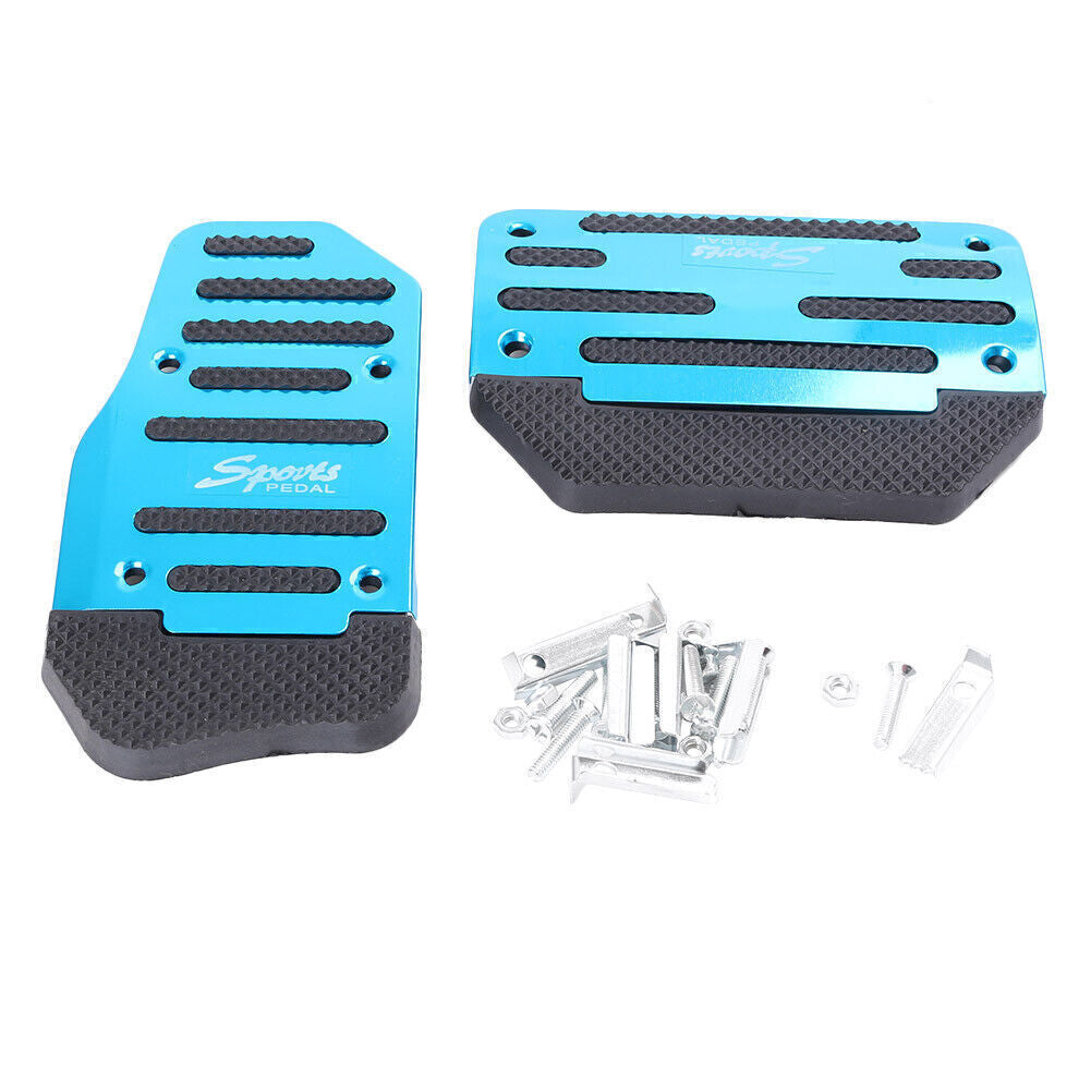 Manual Brake Footrests Sport Foot Pedals Aluminum Anti-slip Auto Car Set Blue