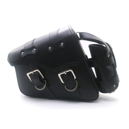 Black Artificial Leather Left Saddlebag With Drink Holder For Sportster XL883 Q