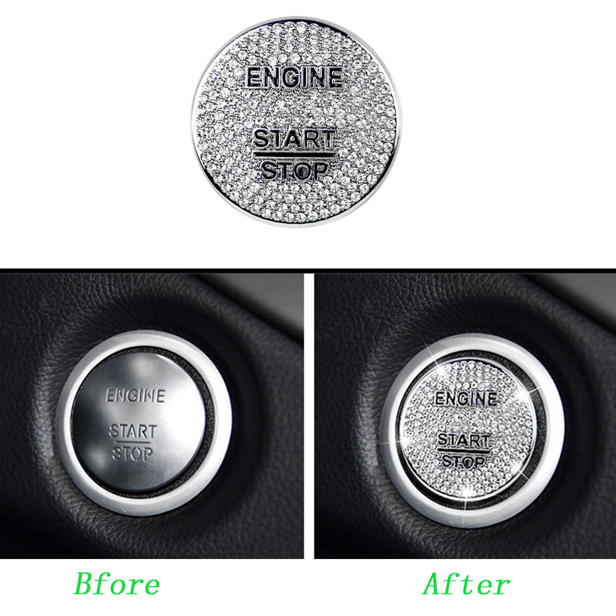 Shiny engine ignition/stop button protective cover decorative decals for BCE GL-Class. n