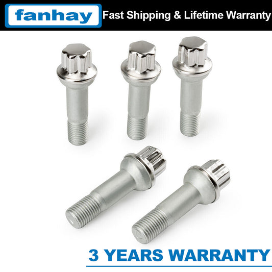 Set of 5 Silver Lug Bolts Nuts for Benz ML550 S500 GLK350 S550 CL500 GL450 Q