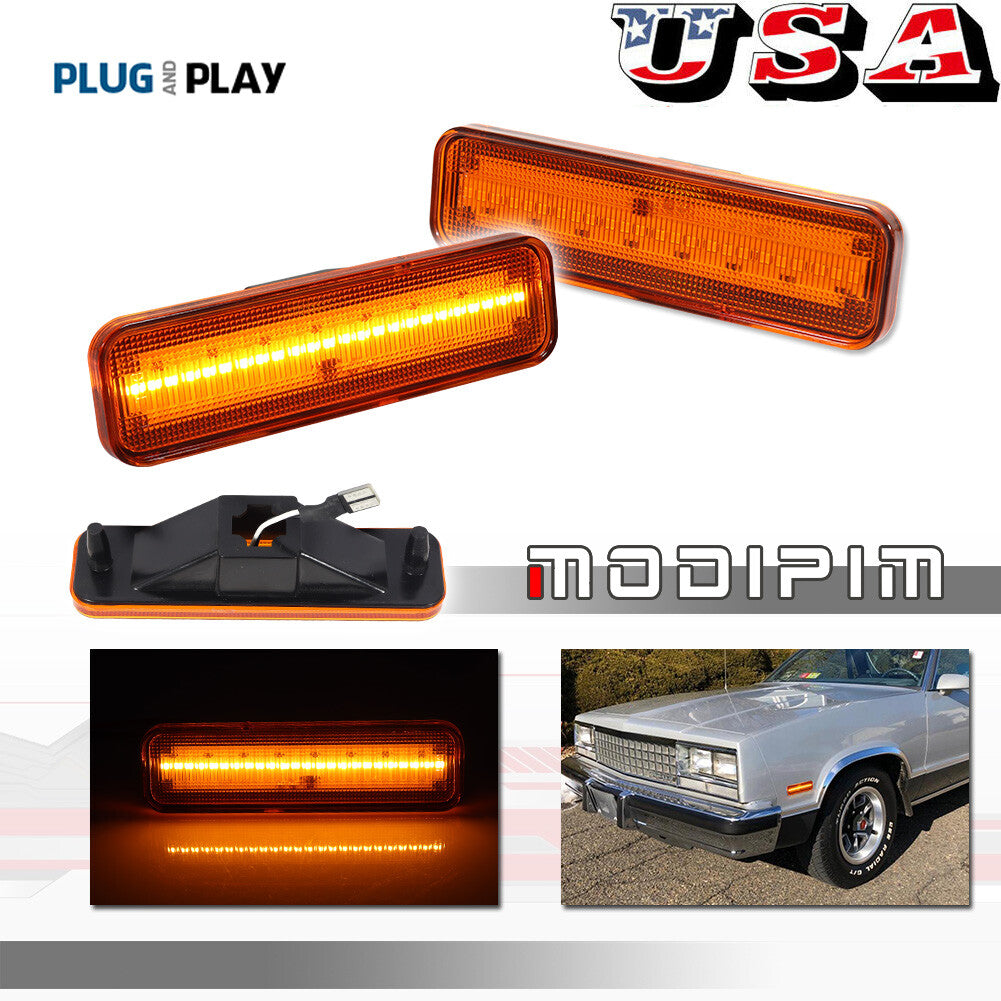 Amber front bumper side marker lights for 82-87 El Camino& for GMC Caballero- v