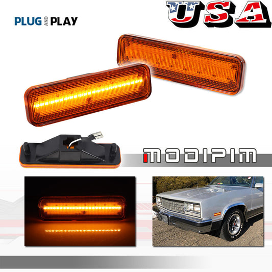 Amber front bumper side marker lights for 82-87 El Camino& for GMC Caballero- v