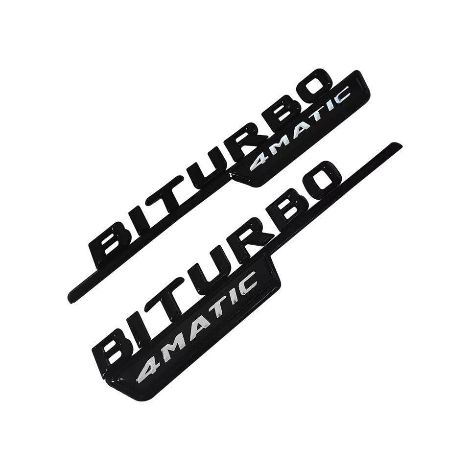 BITURBO 4MATIC Emblem AMG Fender Black Logo Badge For AMG C43 E43 GLC43 2017+