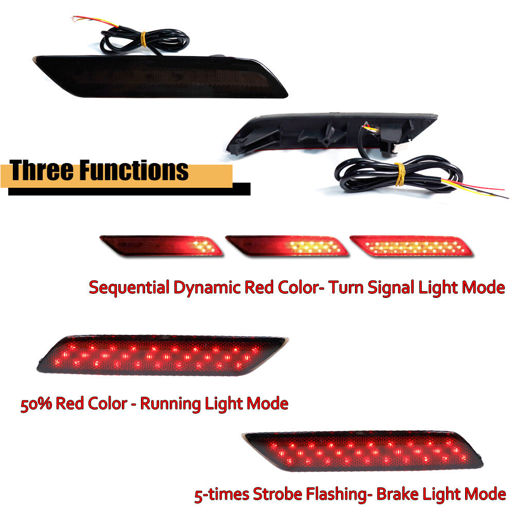Black Lens Bumper Reflector 60-SMD LED Marker Light for 13-15 for Honda for Civic Sedan - v