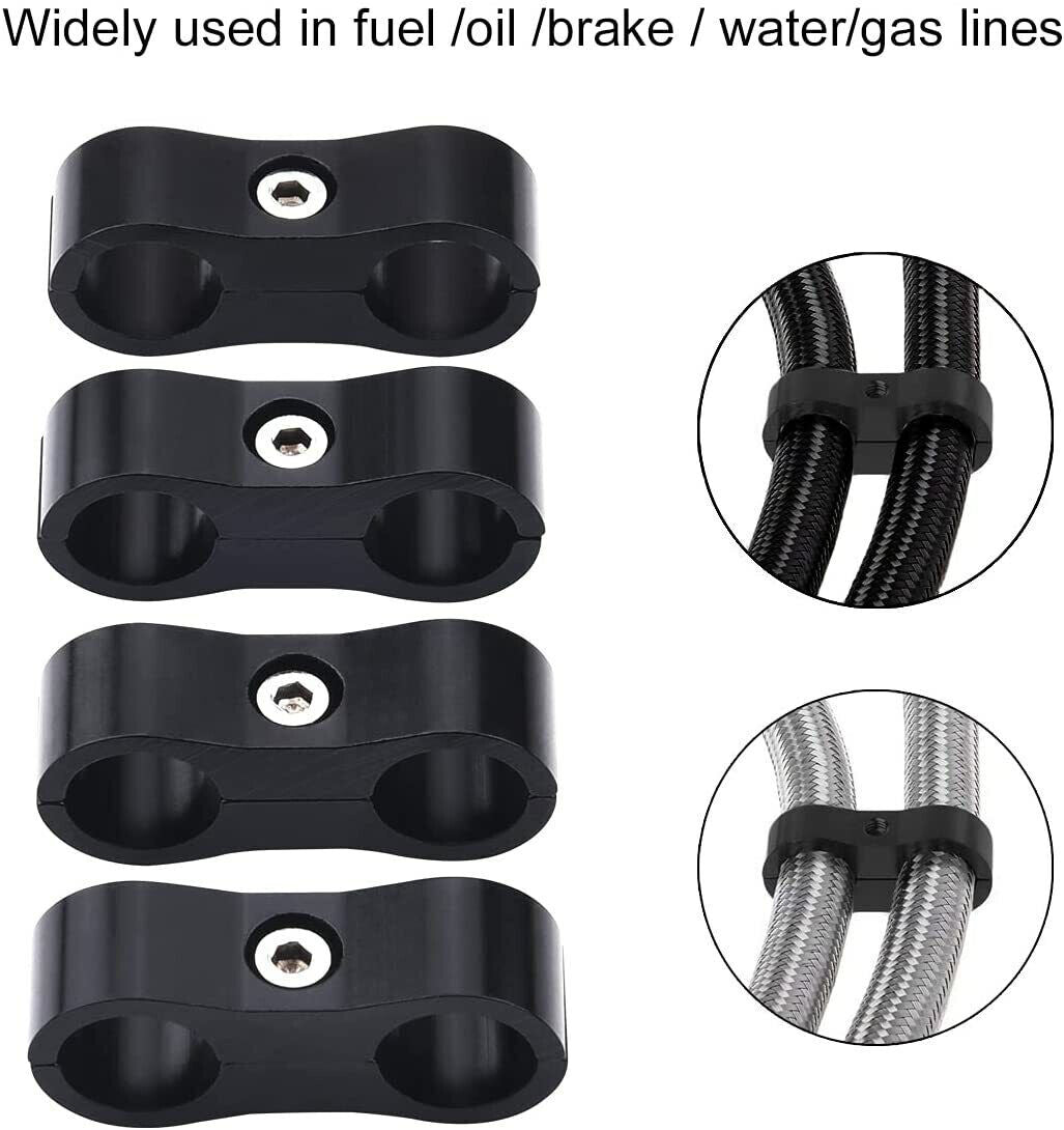 8Pcs Hose Separator Clamp Fitting Adapter Connector 6AN AN6 Oil Fuel Hose Line