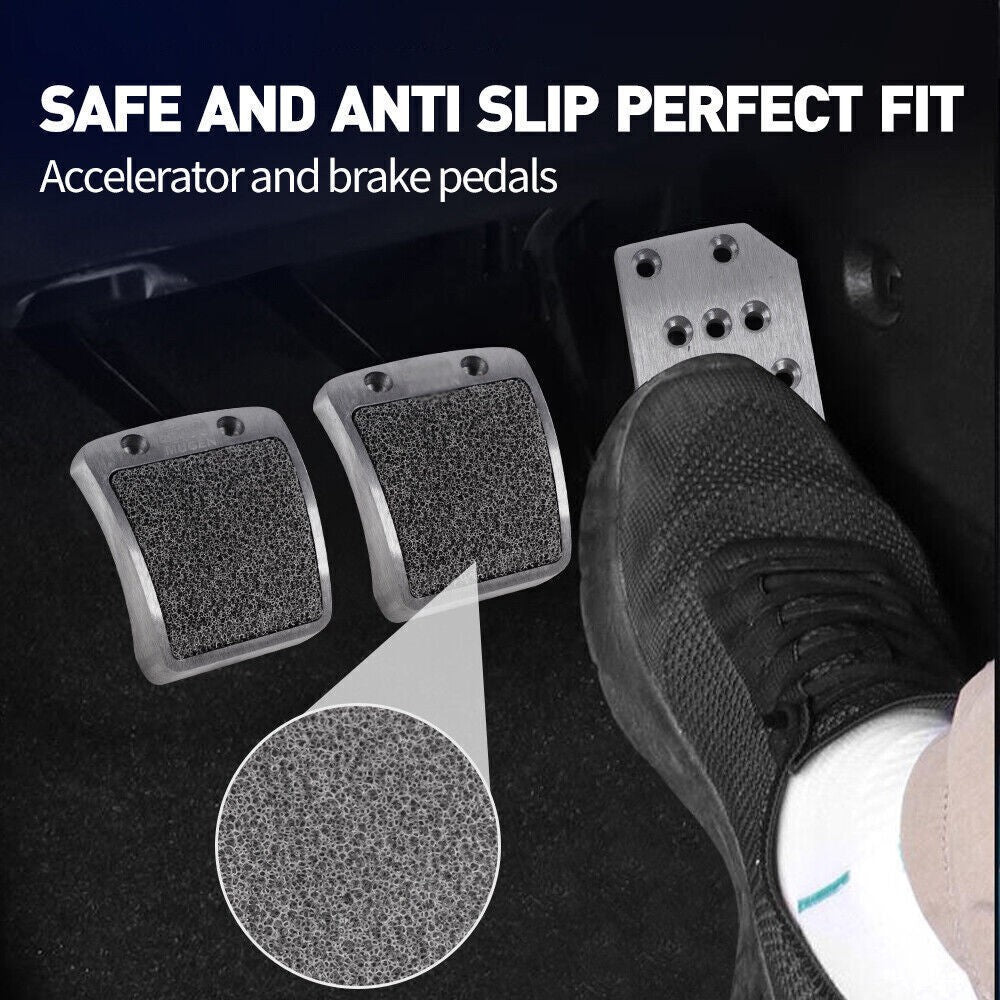 Silver Racing Pedal Kit Foot Rest Accelerator Brake Pedal Clutch Pedals Q