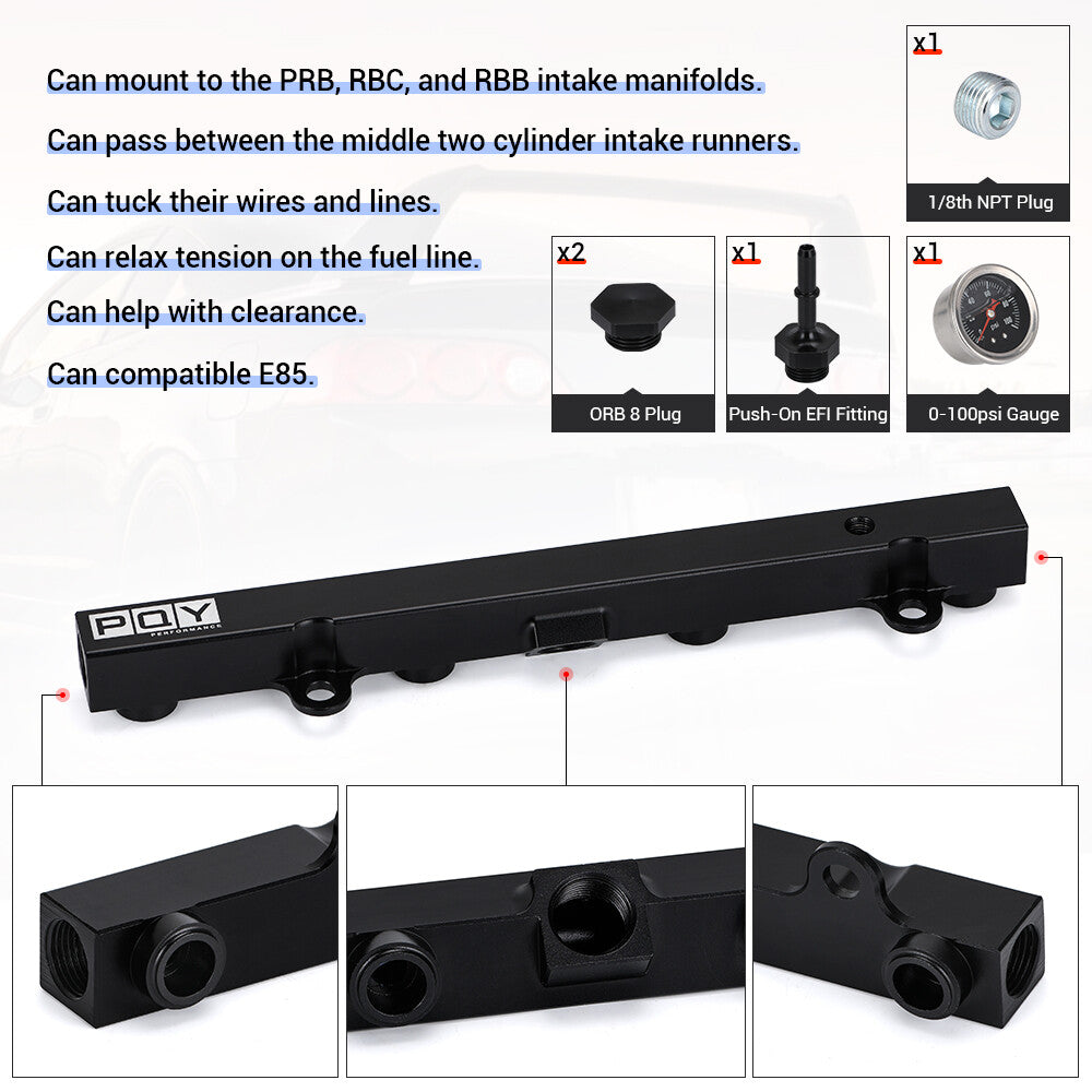 High Flow Fuel Rail With 1/8npt Gauge for Honda K Series K20/24 Rsx for Civic Engine