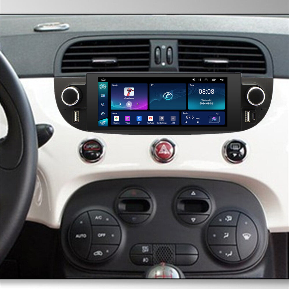 6.86W/ Carplay 2+32GB Car Stereo Radio GPS Navigation for Fiat 500 2007-2018