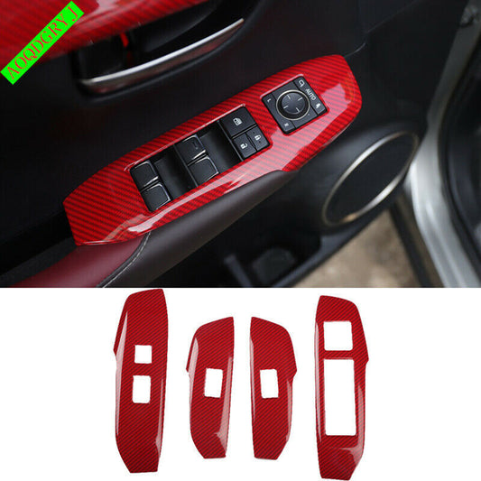 Red Carbon Fiber Side Window Lift Panel Trim for LEXUS NX200t 300H 300 2015-2021