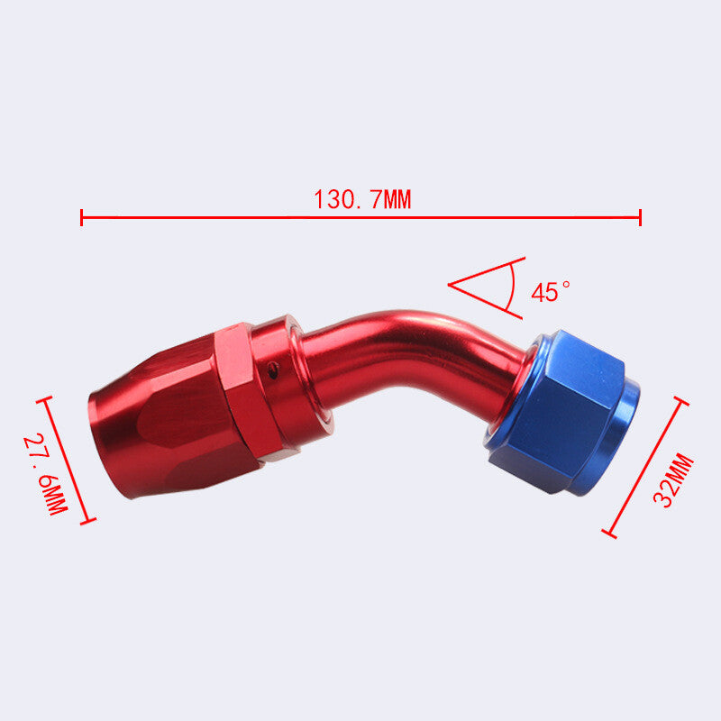 1Pc 45¡ã 45Degree Swivel Hose Line End Fitting Adapter AN12 12AN Fuel Oil Red
