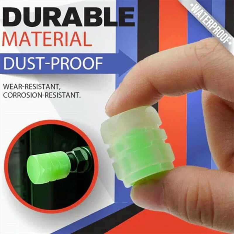 8pcs Universal Car Tire Valve Caps, Glowing Tire Valve Shaft Caps Q