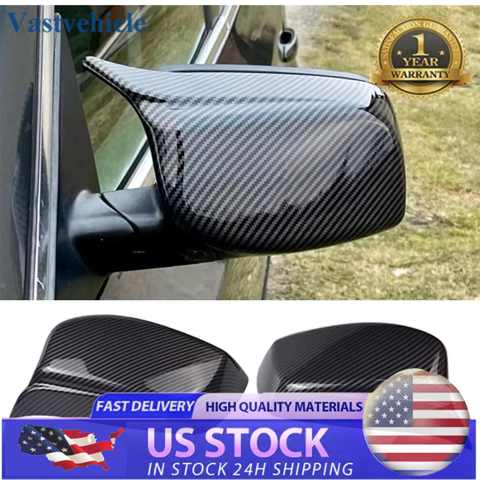 2pcs Wing Mirror Cover Cap for BMW 5 Series E60 E61 E63 E64 2003-07 Carbon Fiber