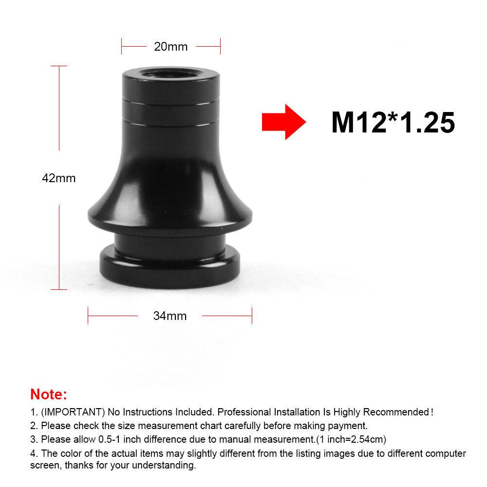 M12x1.25Shift Knob Boot Retainer Jam Nut Adapter Black Manual Gear Shifter Lever Q