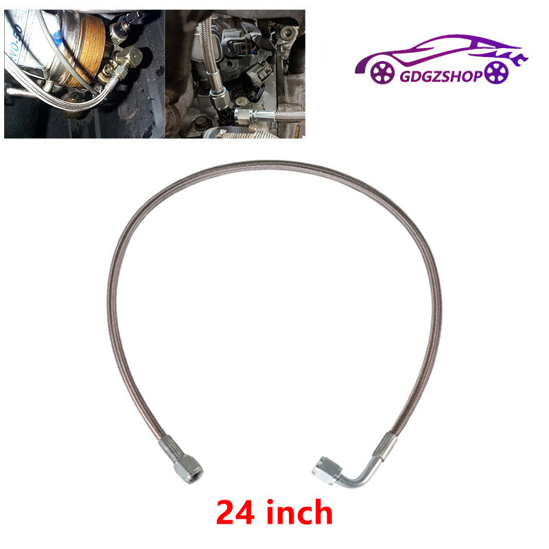 24 Turbo Oil Feed Line Stainless Braided PTFE Line 4AN 90¡ã Straight Hose End