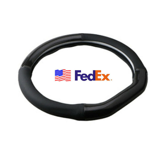 38cm D Shape Car for SUV Steering Wheel Cover Black Leather Carbon Fiber Antiskid US Q