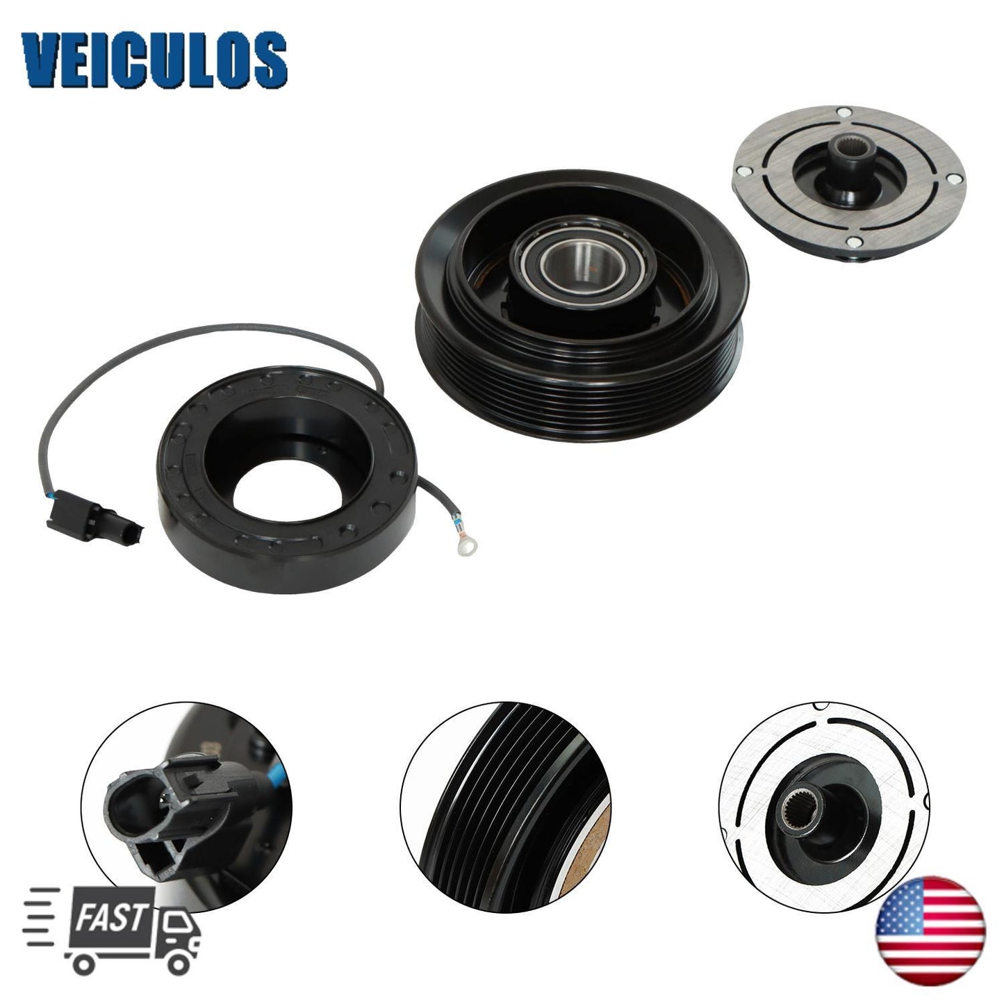 AC COMPRESSOR CLUTCH KIT PULLEY COIL FOR: 2008 - 2012 for HONDA ACCORD 4 CYL 2.4L