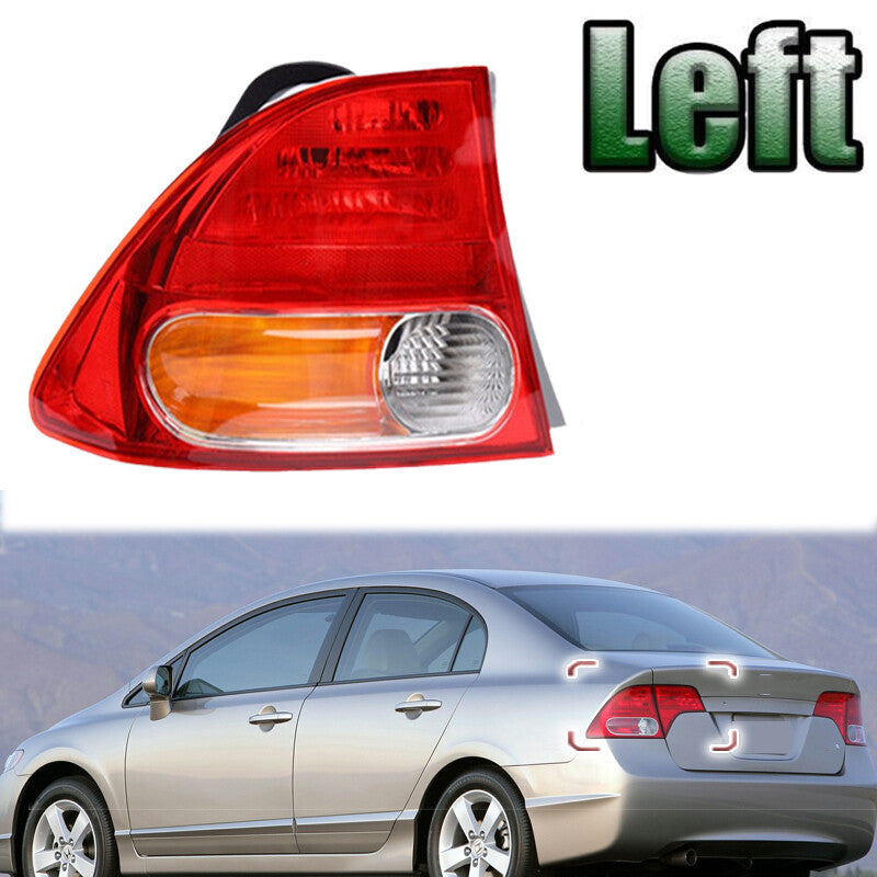 Left for Honda for Civic 2006-2008 Rear Taillight Brake Light Without Light Bulb v