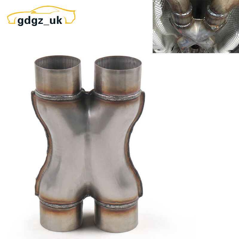 2.5in Exhaust Crossover X Pipe Universal Dual Inlet/Outlet Exhaust Tip Adapter