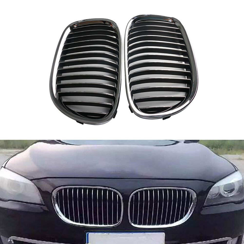 Pair Left Right Front Bumper Chrome Grille for BMW 7 Series 2009-2014