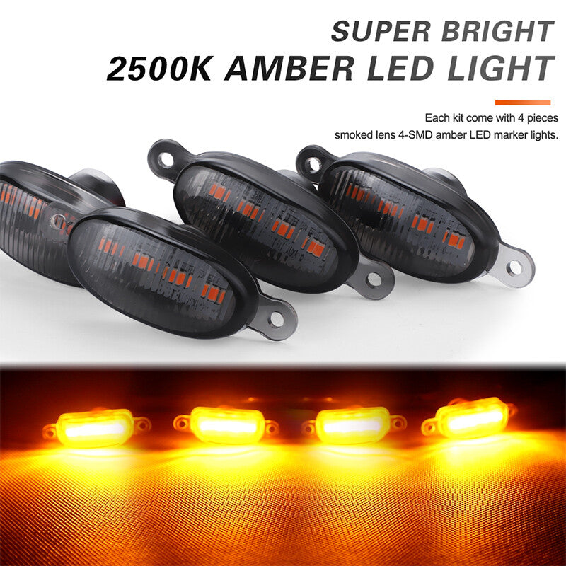 4pcs Smoke Amber LED Front Grill Grille Running Light for Ford F150 Style