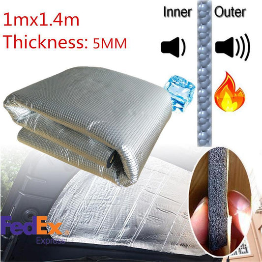 Car Engine Heat Insulation Pad Floor Sound Deadener Mat Aluminum Sheet 1m1.4m Q