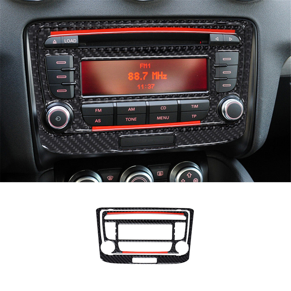Carbon Fiber Climate Control Surround Panel Cover Trim for Fiat 500L 2014-2017 v