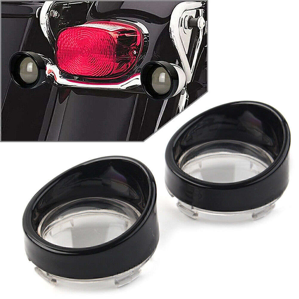 Turn Signal Light Bezels Visor Black Trim Clear Lens Cover for Harley Softail Q