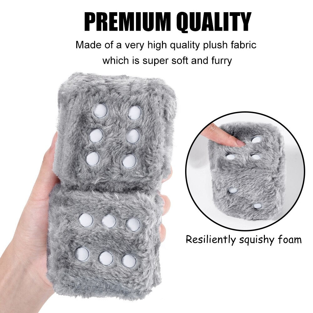 7.5CM Fuzzy Plush Dice Retro Square Plush Hanging Mirror Fuzzy Dices Car Decor