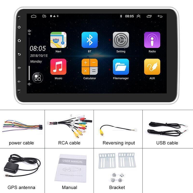 10 2.5D Car Android 10.0 1DIN Quad Core Bluetooth HD Multimedia Player GPS WIFI