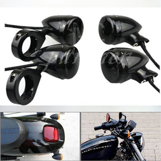 2 Pair Motorcycle Black Front Rear LED Turn Signal Light Smoke Lens 39mm Clamp Q