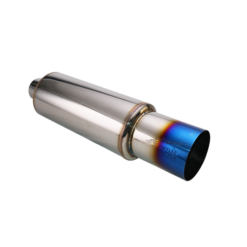 2.5 Inlet 4 Outlet Great Sound Exhaust Muffler Tips 5 Body Resonator Tip