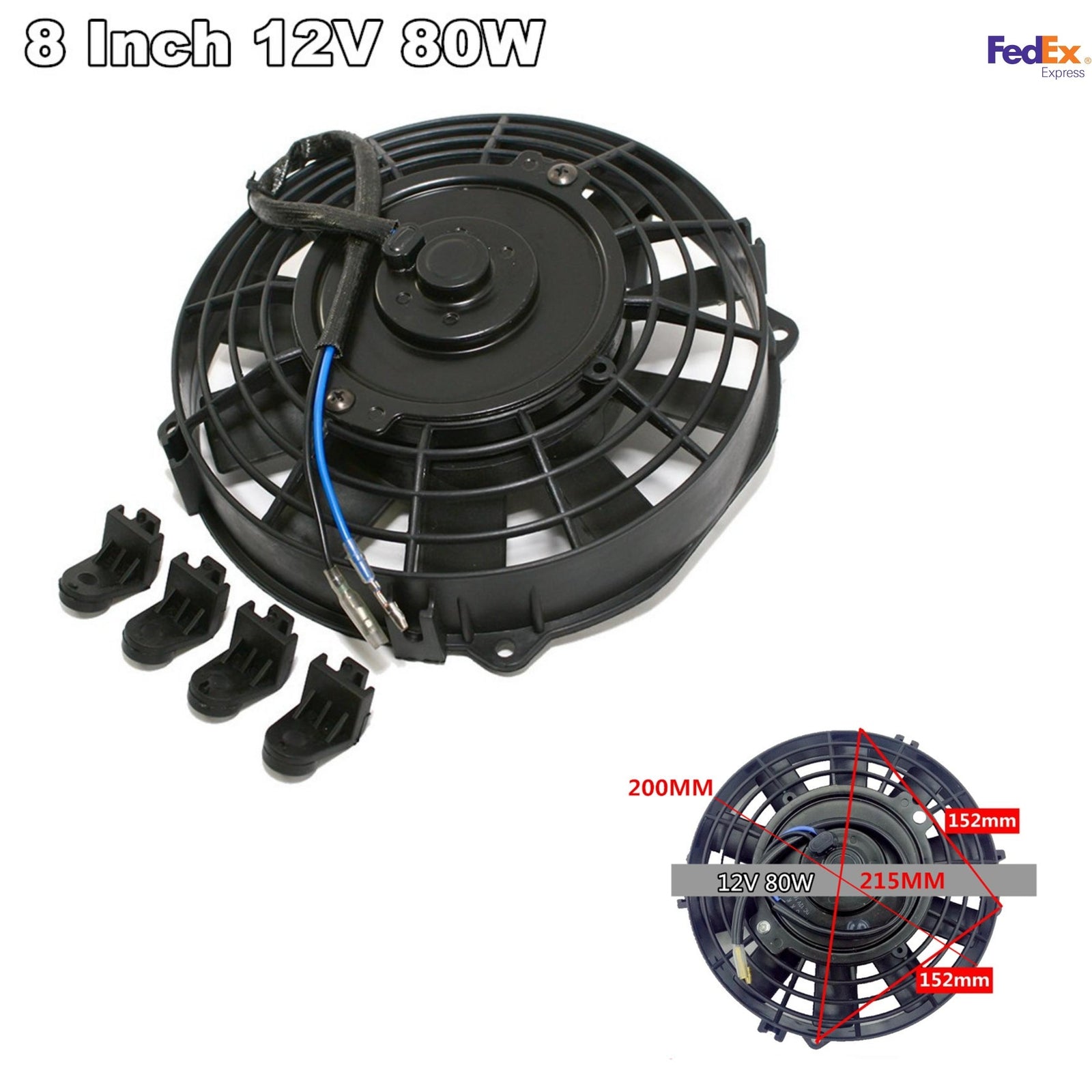 8 80W Motorcycle ATV Electric Cooling Fan Water Oil Cooler Radiator Universal Q