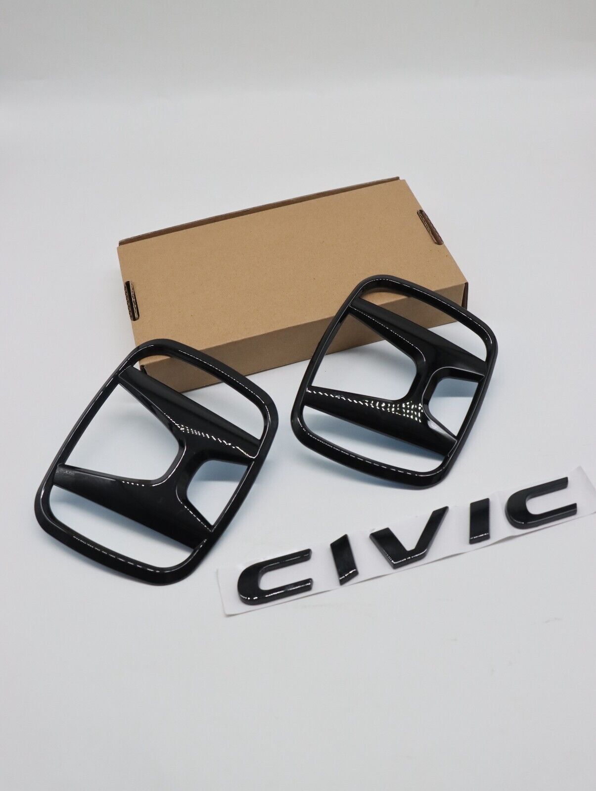 Glossy black embroidered badge for H+ for CIVIC FC FK 2015 - 2021 sticker front and back kit