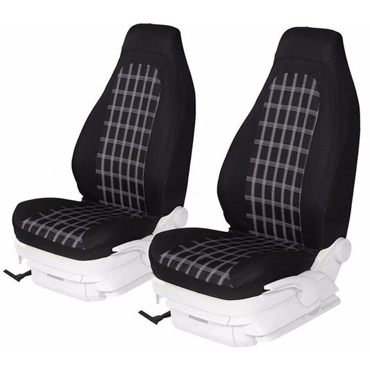 2x Polyester Fabric Front Row Set Car for Seat Covers Fit for High Back Bucket Seats n
