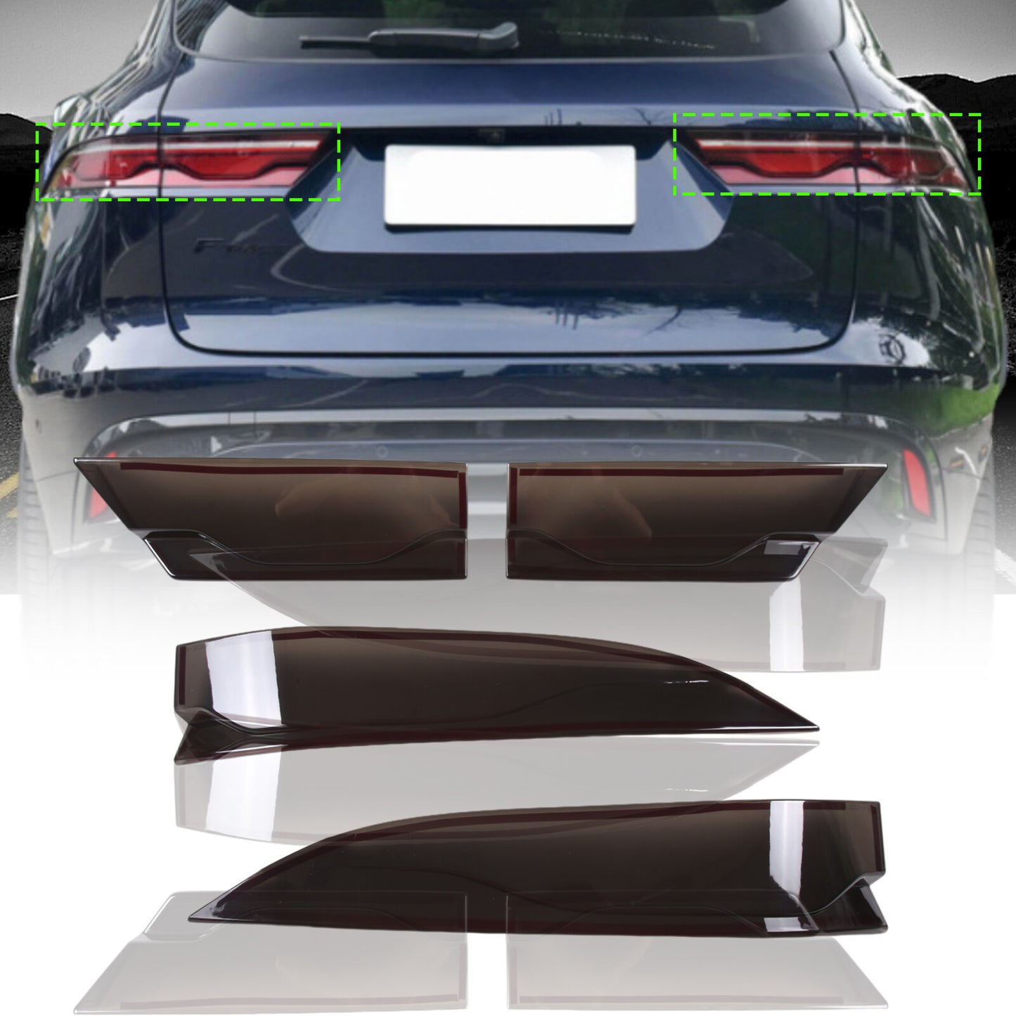 Rear taillight protector trim for Jaguar F-Pace 2021-2023 Smoked Black