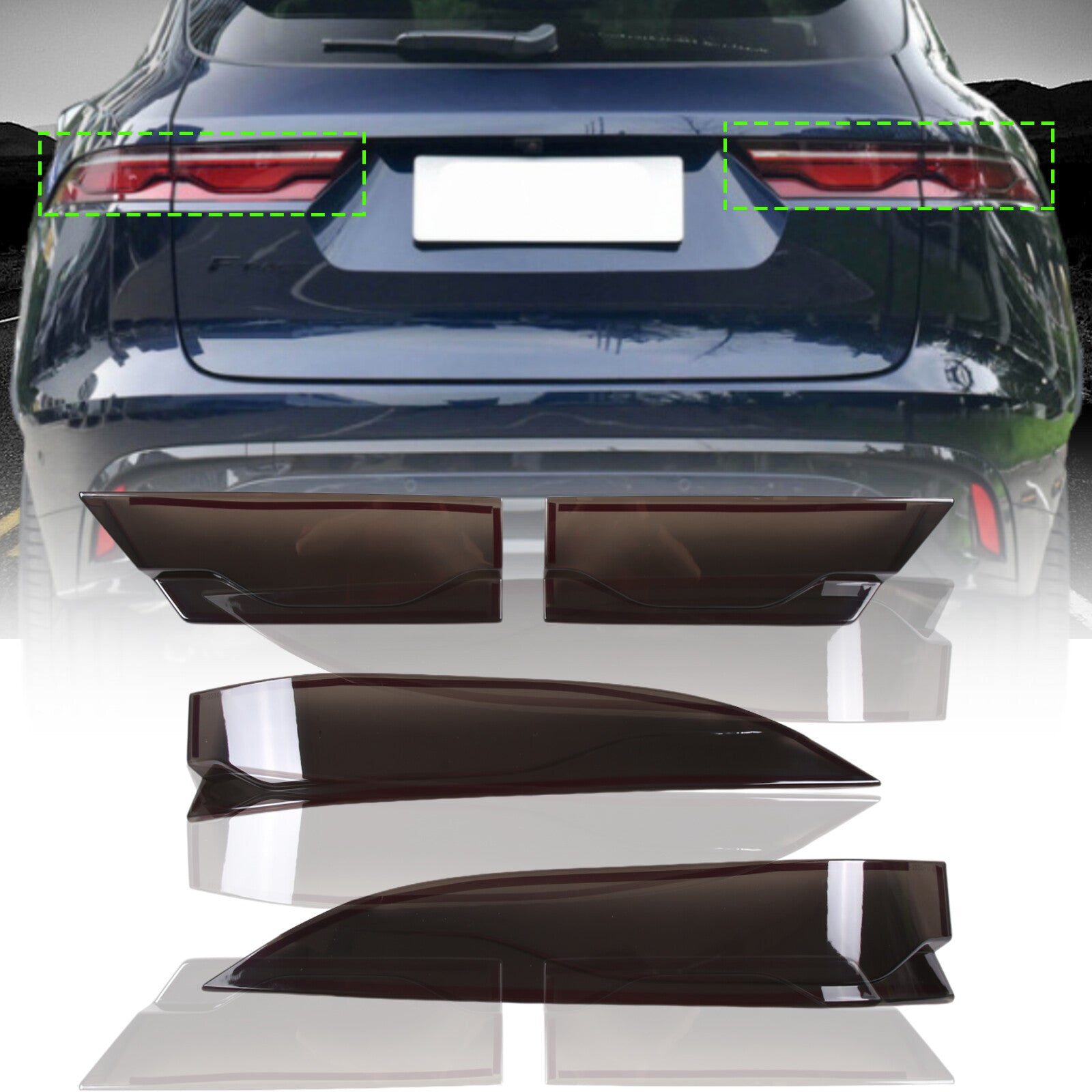 Rear taillight protector trim for Jaguar F-Pace 2021-2023 Smoked Black